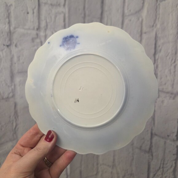 Antique Alaska Flow Blue Set of 5 Plates Made in England W.H. Grindley